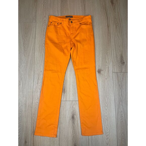 Lauren Ralph Lauren Orange Slim Pants Size 8 Bright Stretch Cotton Blend - Picture 1 of 5